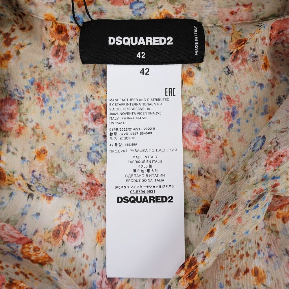 Dsquared2 Silk Floral-Print Button Up Shirt Women's - FCM58 - Picture 10 of 12